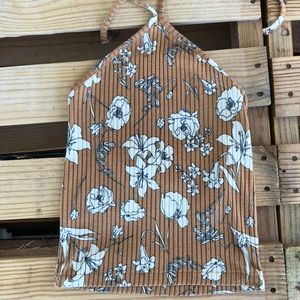 Floral halter tank with ties